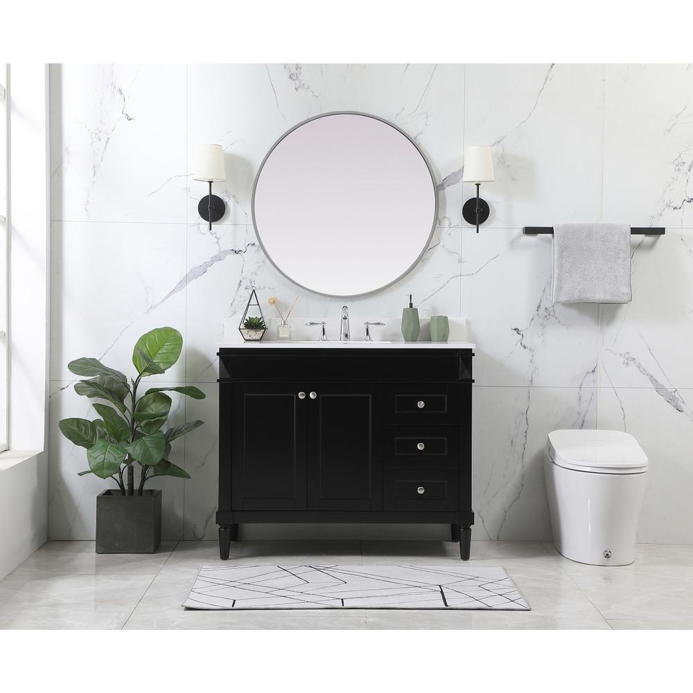 42 inch Single bathroom vanity in black with backsplash. Picture 4