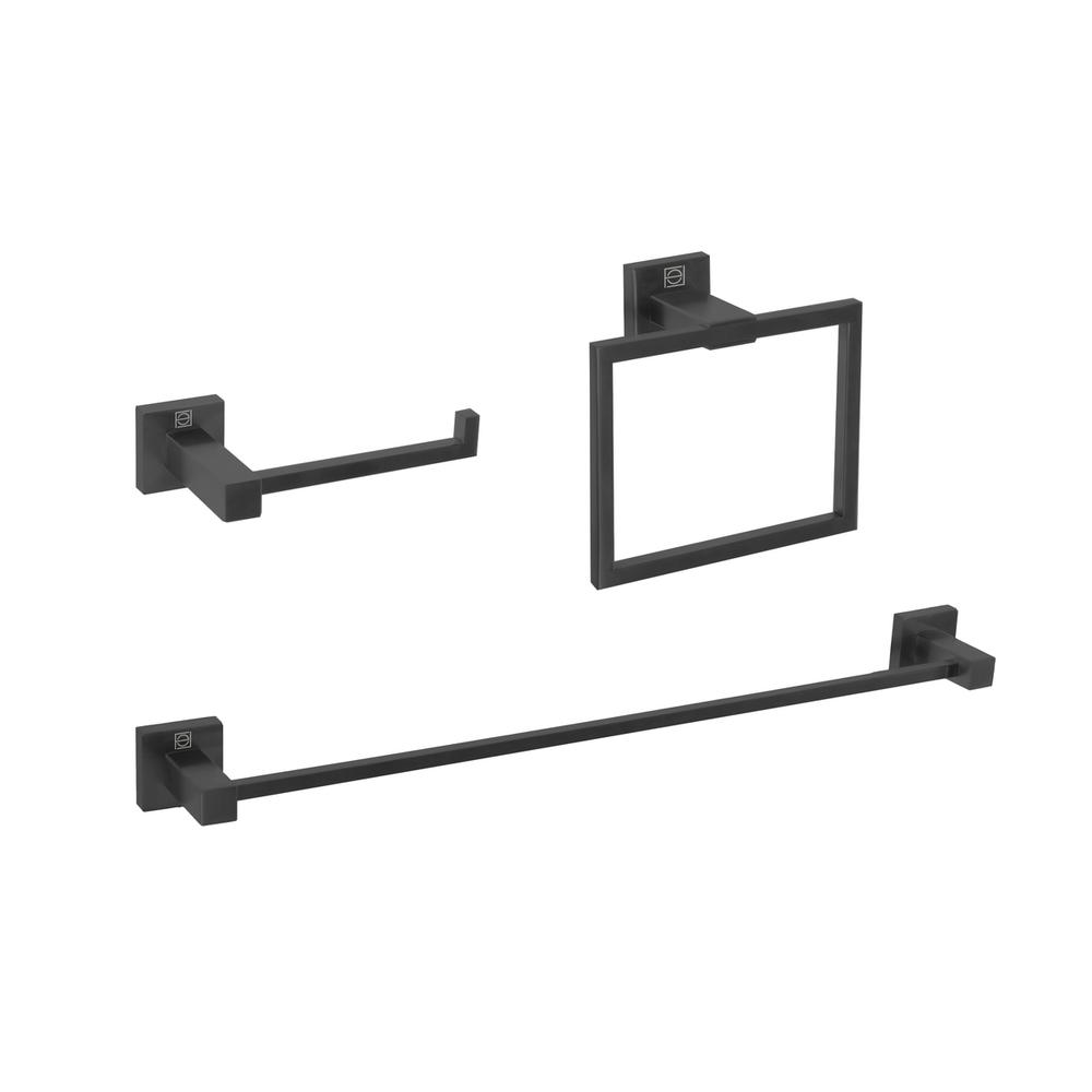 Isla 3-Piece Bathroom Hardware Set in Matte Black. Picture 1