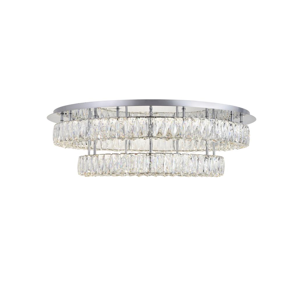Monroe LED light Chrome Flush Mount Clear Royal Cut Crystal. Picture 1