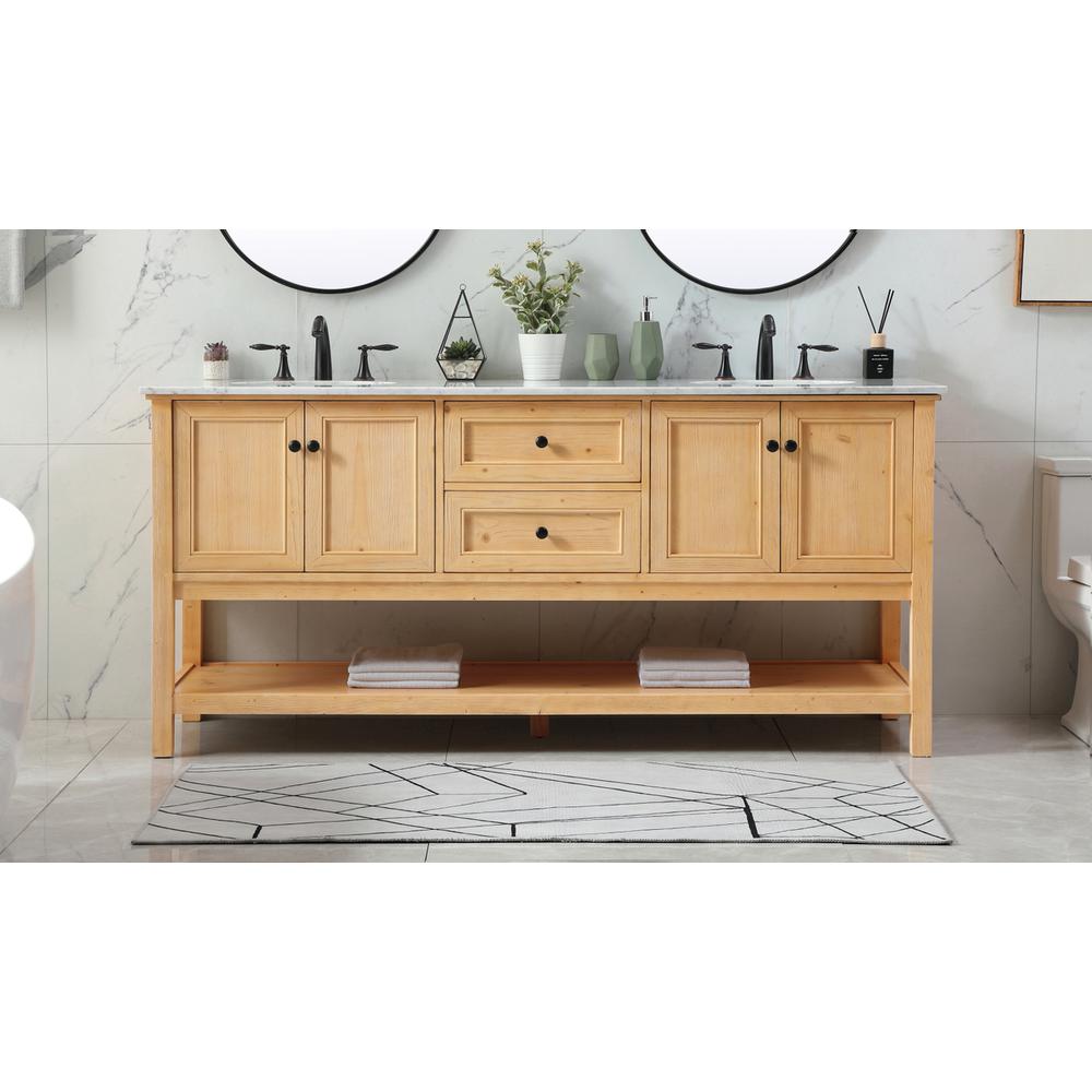 72 inch double bathroom vanity in natural wood. Picture 14