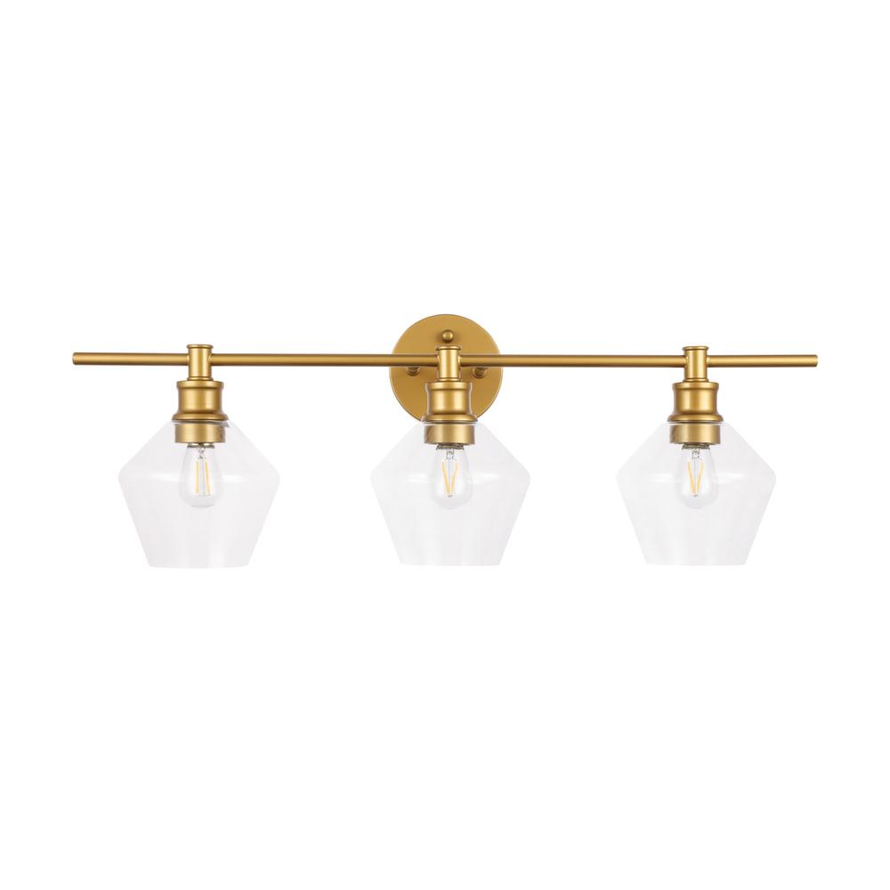 Gene 3 light Brass and Clear glass Wall sconce. Picture 10