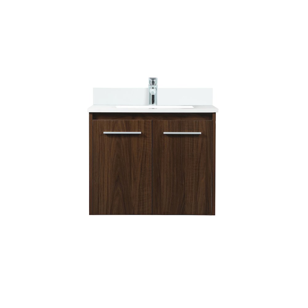 24 Inch Single Bathroom Vanity In Walnut With Backsplash. Picture 1