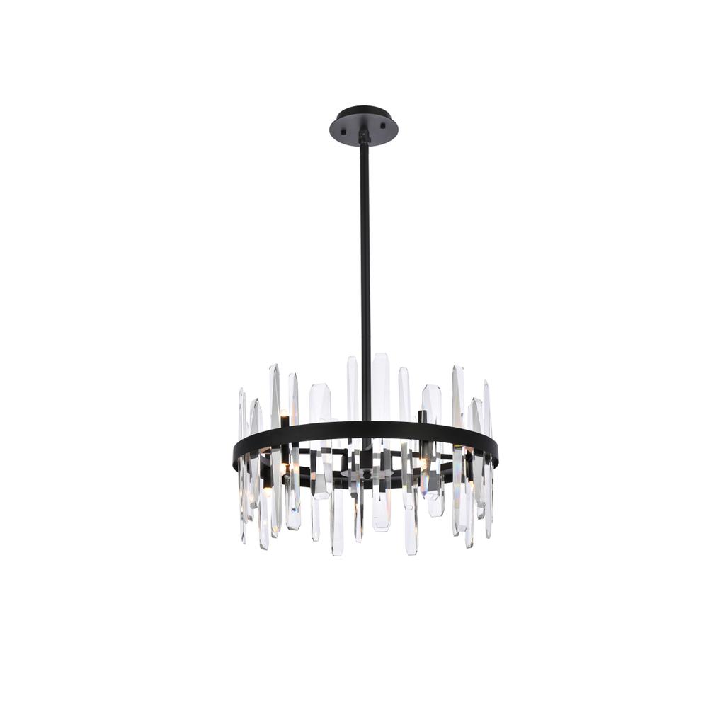 Serena 20 inch crystal round pendant in black. Picture 1