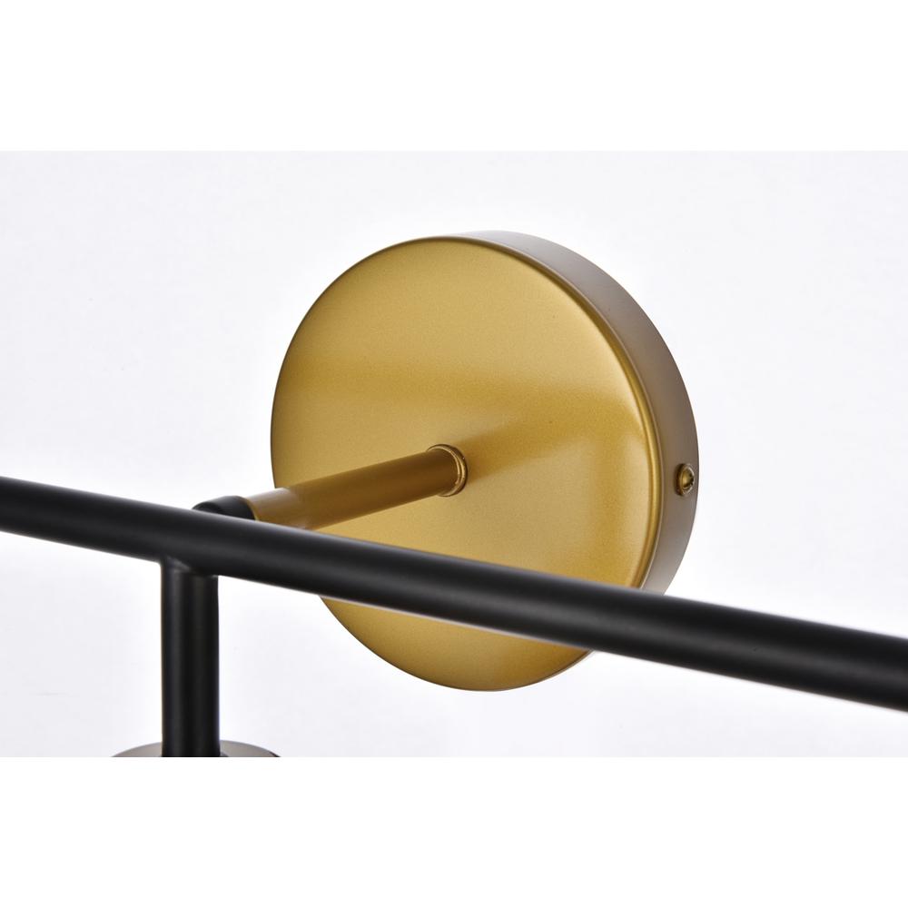 Hanson 3 lights bath sconce in black with brass with frosted shade. Picture 4
