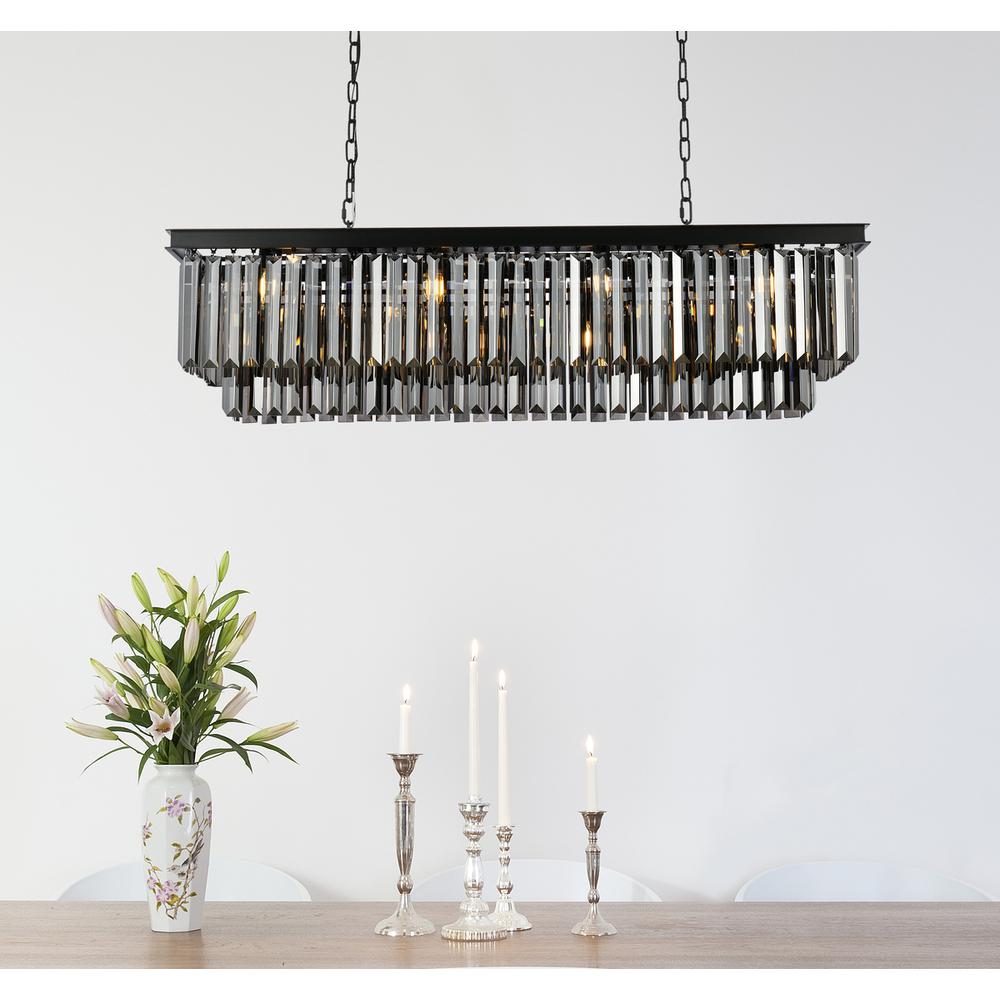Sydney 12 light Matte Black Chandelier Silver Shade (Grey) Royal Cut Crystal. Picture 8