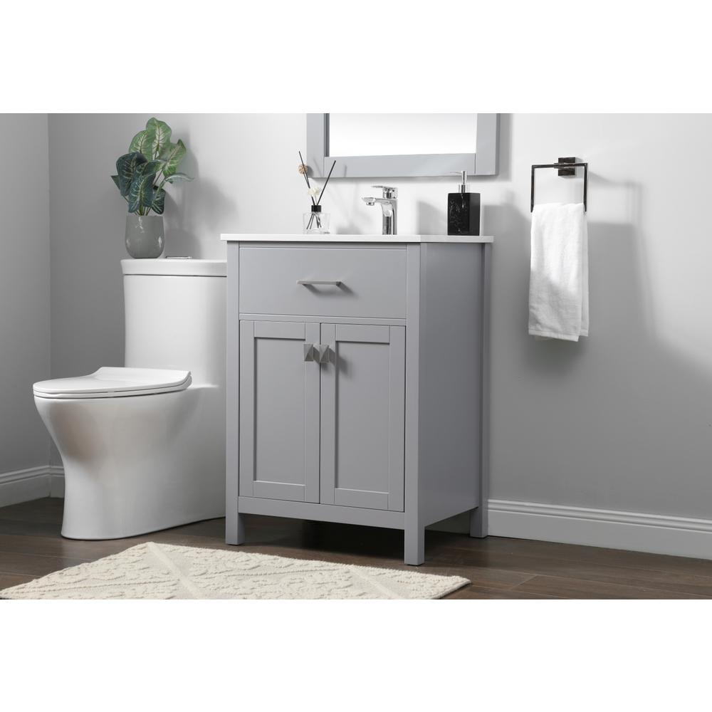 24 Inch SIngle Bathroom Vanity In Grey. Picture 2