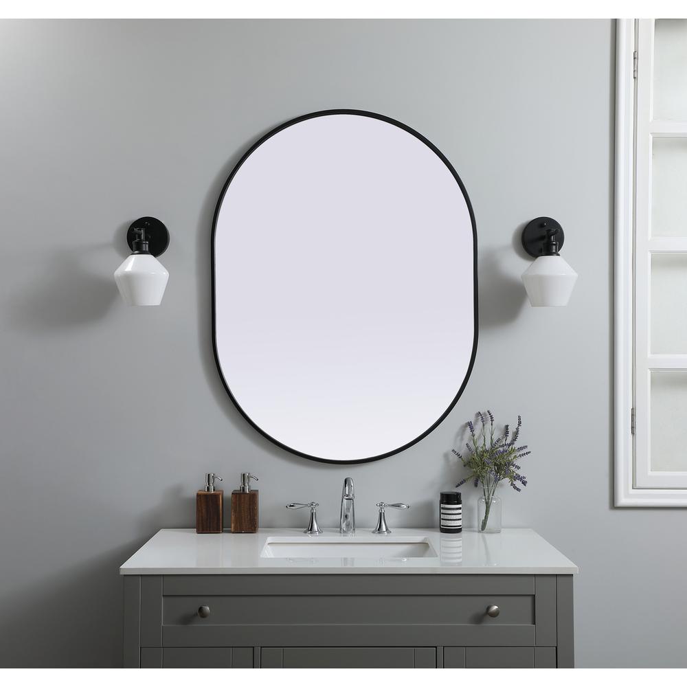 Metal Frame Oval Mirror 30x40 Inch in Black. Picture 11