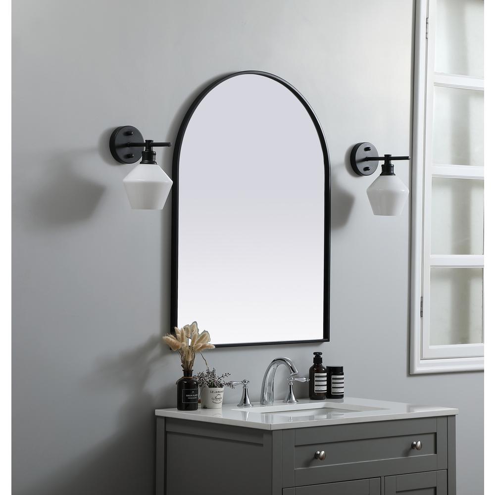 Metal Frame Arch Mirror 27x36 Inch in Black. Picture 2