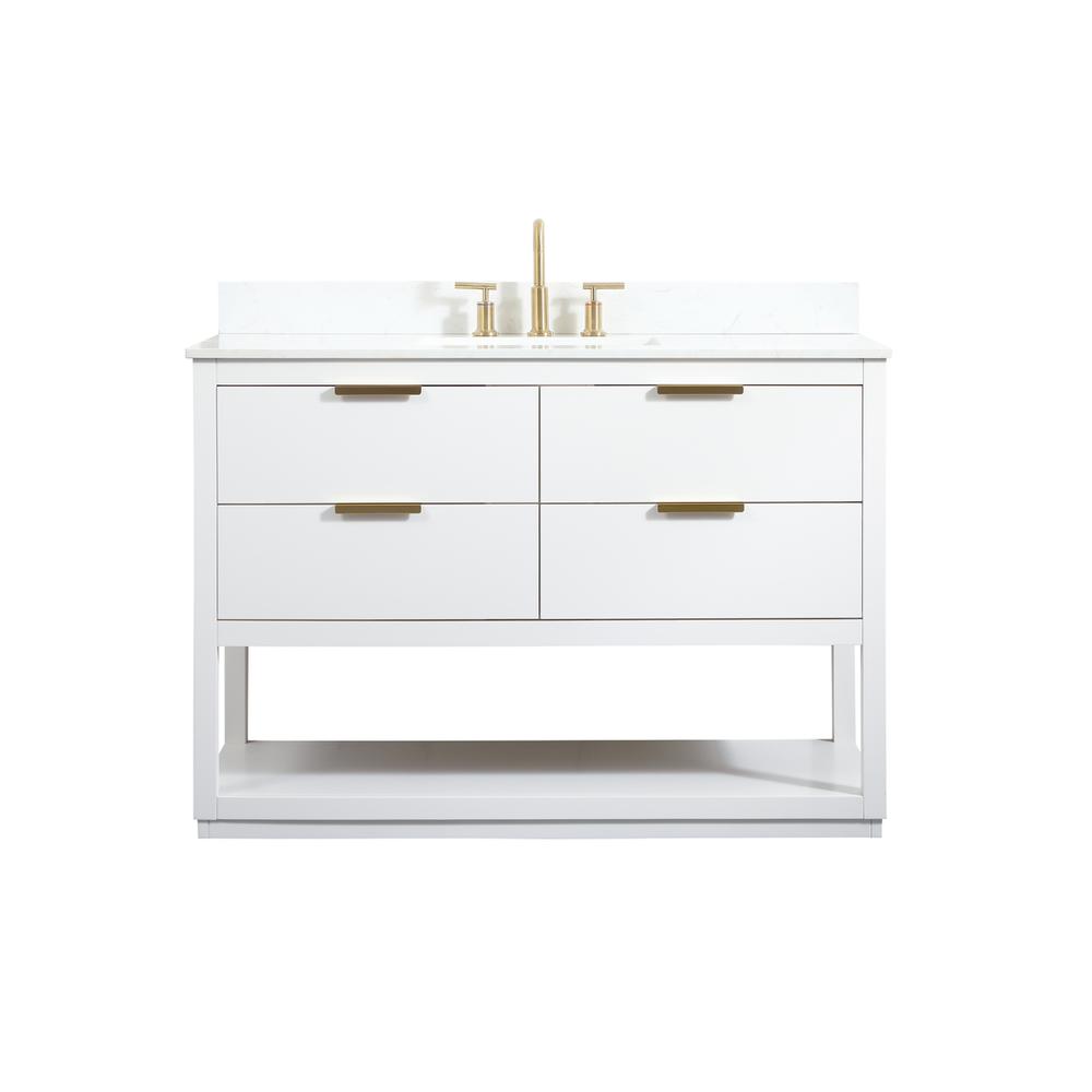 48 inch Single bathroom vanity in white with backsplash. Picture 1