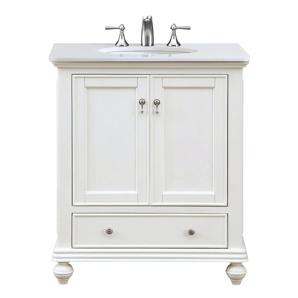30 inch Single Bathroom vanity in Antique White. Picture 1