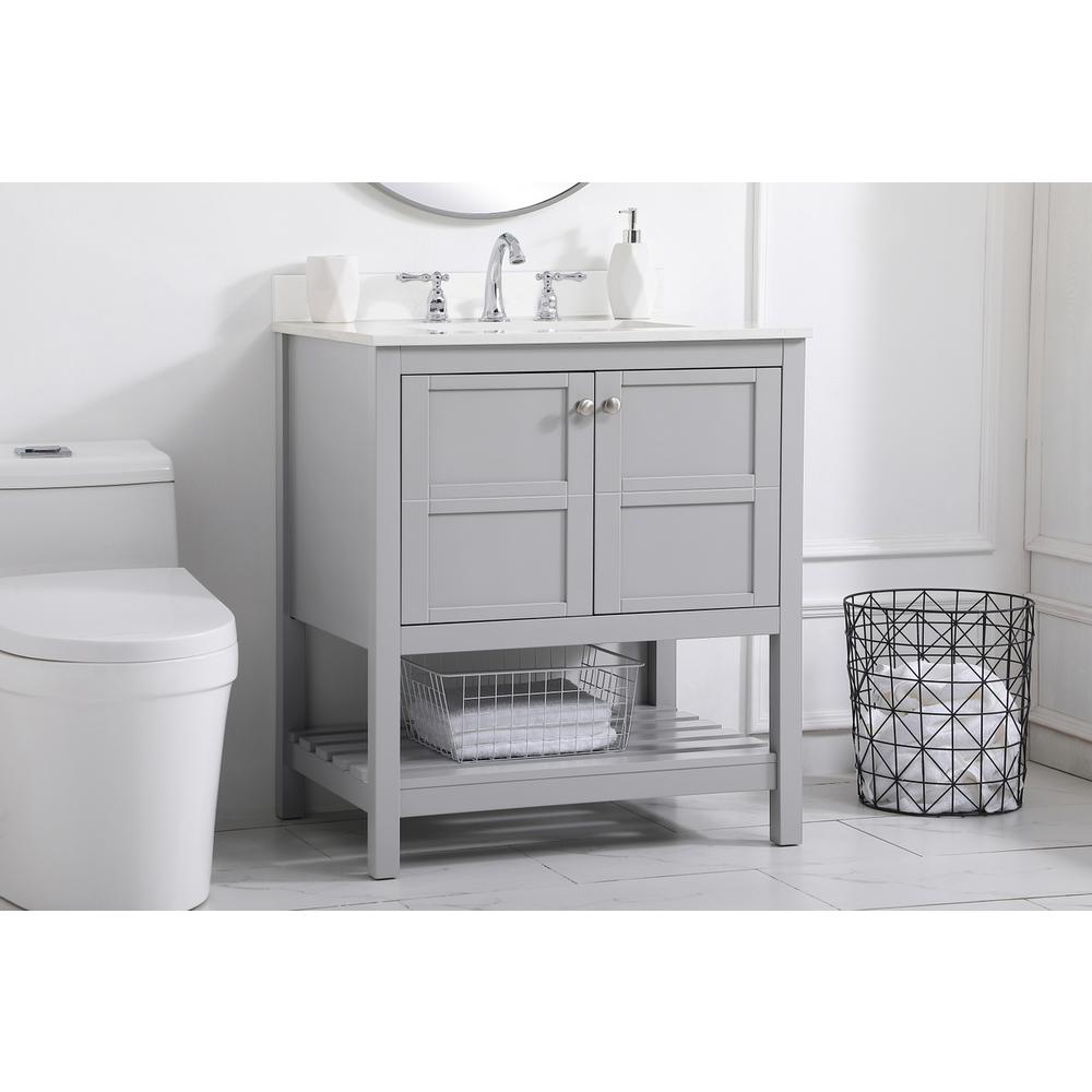 30 inch Single Bathroom Vanity in Gray with Backsplash. Picture 2