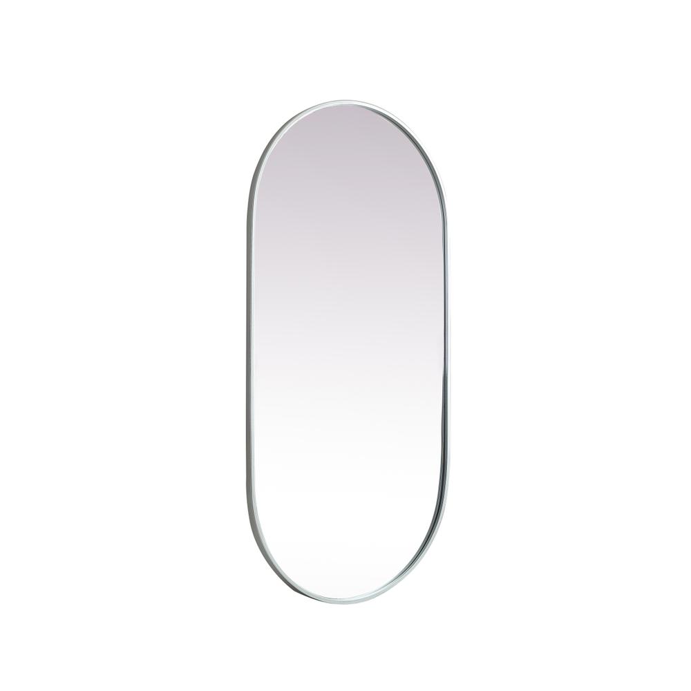 Metal Frame Oval Mirror 24x48 Inch in Silver. Picture 7