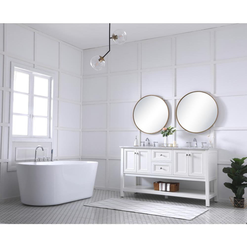 60 in. double sink bathroom vanity set in White. Picture 10