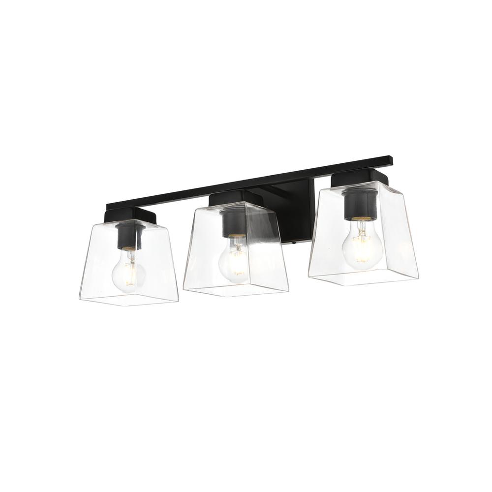 Merrick 3 light Black and Clear Bath Sconce. Picture 2