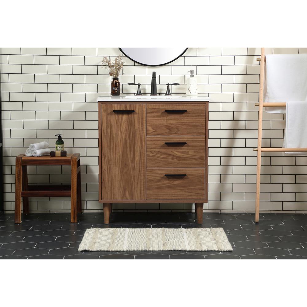 30 inch Single bathroom vanity in walnut brown. Picture 14