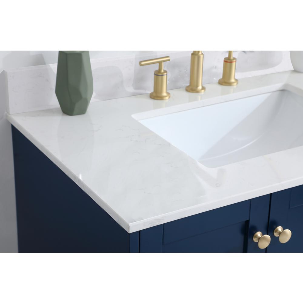 36 inch Single Bathroom Vanity in Blue with Backsplash. Picture 5