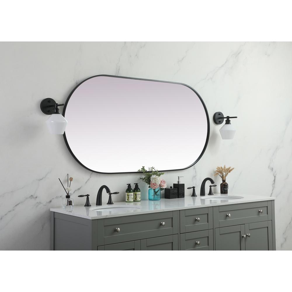 Metal Frame Oval Mirror 30x60 Inch in Black. Picture 4
