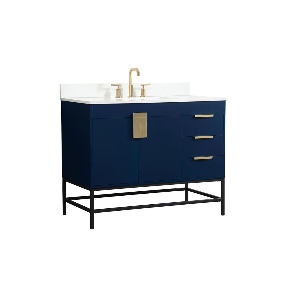 42 inch Single bathroom vanity in blue with backsplash. Picture 7