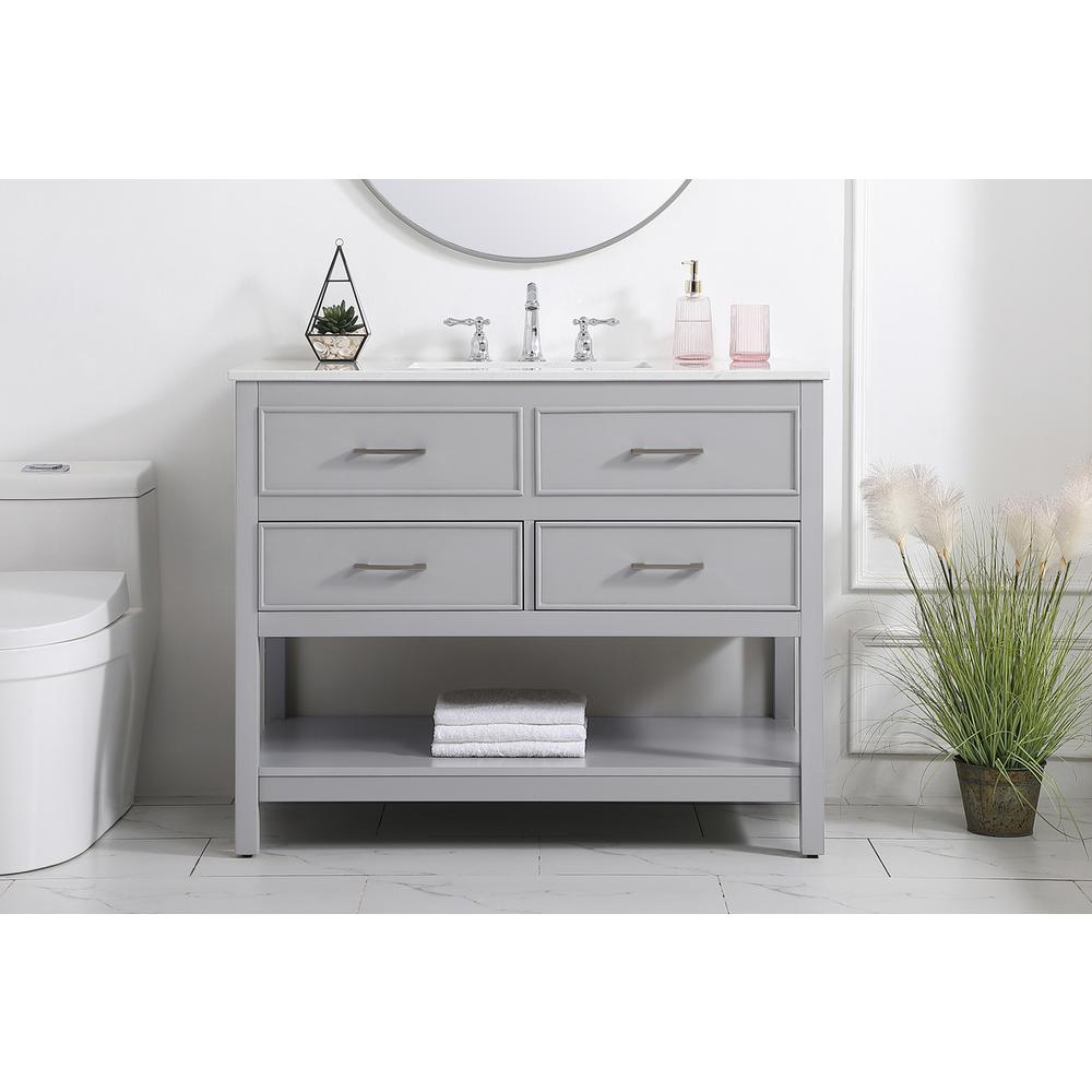 42 inch Single bathroom vanity in gray. Picture 14