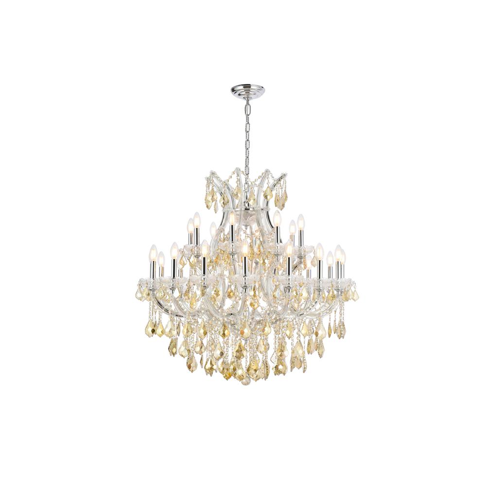 Maria Theresa 24 light Chrome Chandelier Golden Teak (Smoky) Royal Cut Crystal. Picture 1