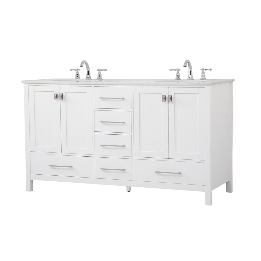 60 inch Double Bathroom Vanity in White. Picture 6