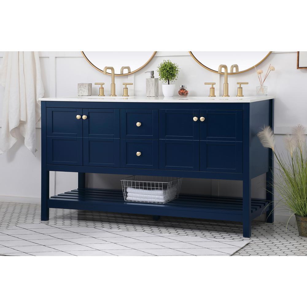 60 inch Single Bathroom Vanity in Blue. Picture 2