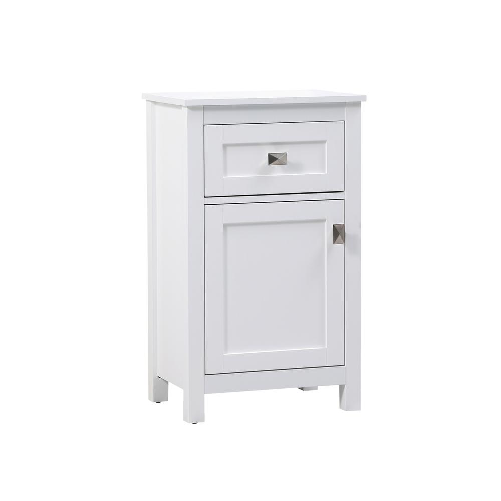 18 Inch Wide Bathroom Storage Freedstanding Cabinet In White. Picture 13