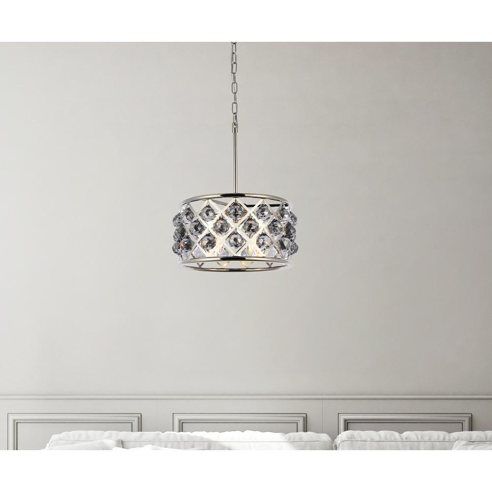 Madison 4 light polished Nickel Pendant Silver Shade (Grey) Royal Cut Crystal. Picture 8