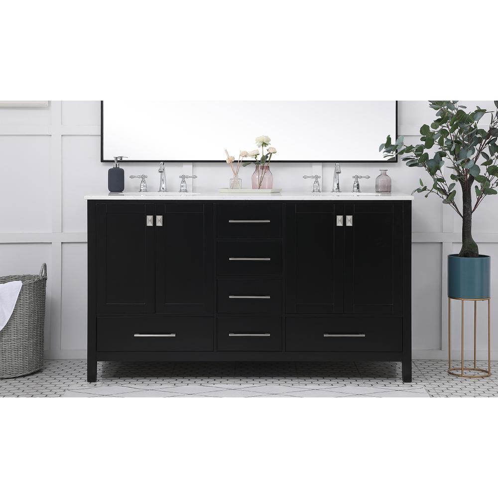 60 inch Double Bathroom Vanity in Black. Picture 14