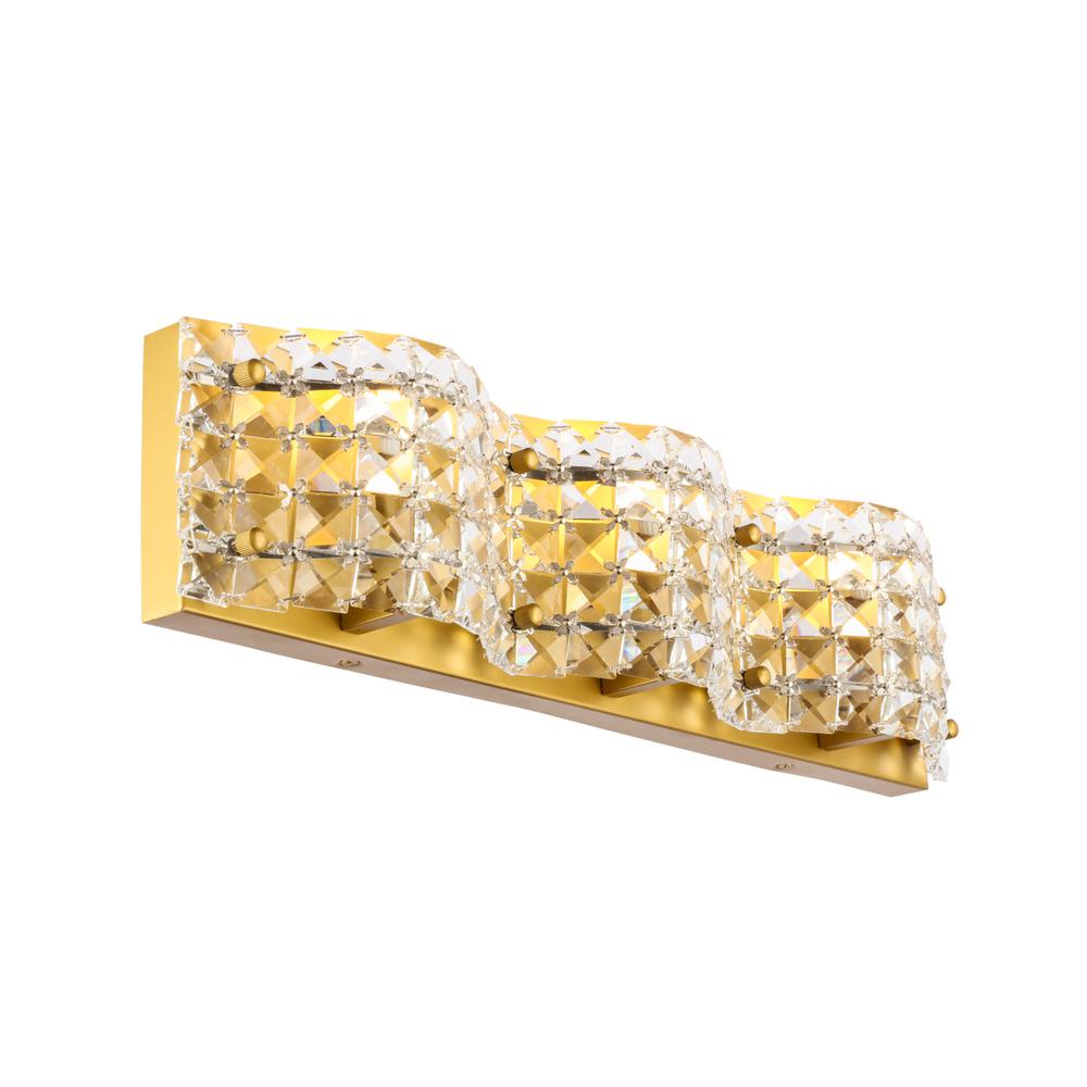 Ollie 3 light Brass and Clear Crystals wall sconce. Picture 6