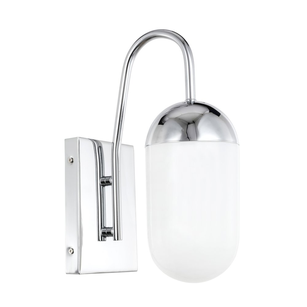 Kace 1 Light Chrome And Frosted White Glass Wall Sconce. Picture 3