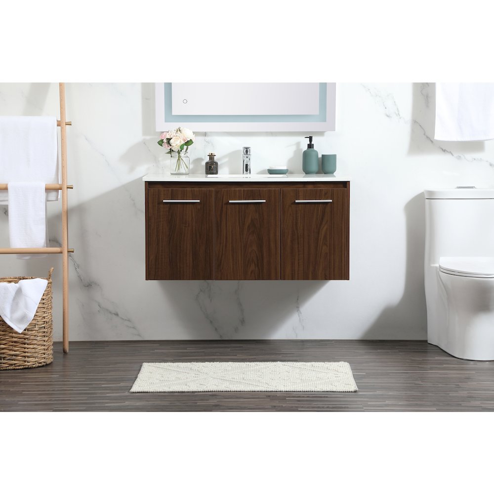 40 Inch Single Bathroom Vanity In Walnut. Picture 2