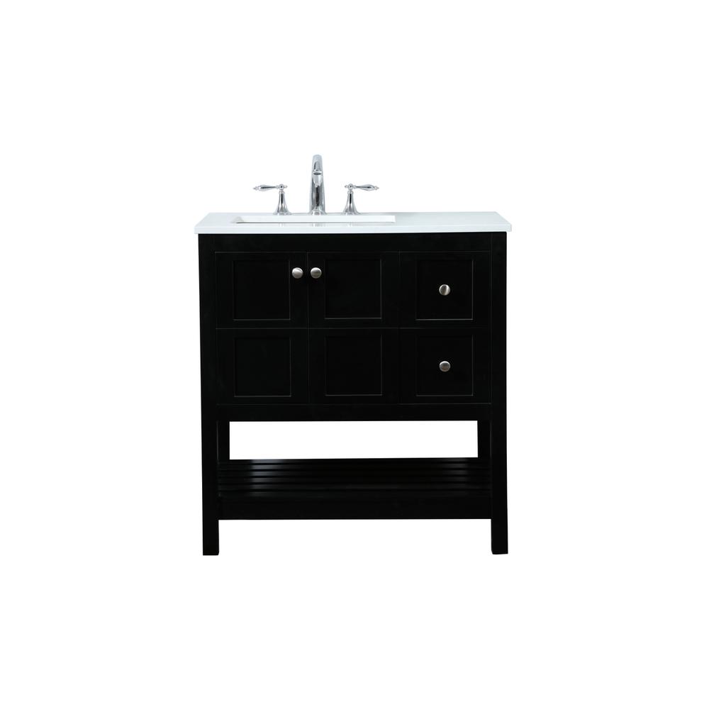 32 inch Single bathroom vanity in black. Picture 1