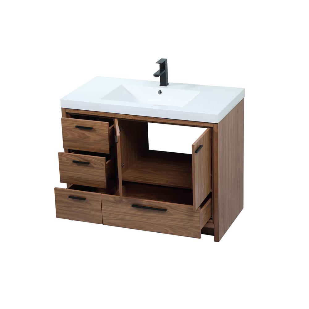42 inch Single bathroom vanity in walnut brown. Picture 9