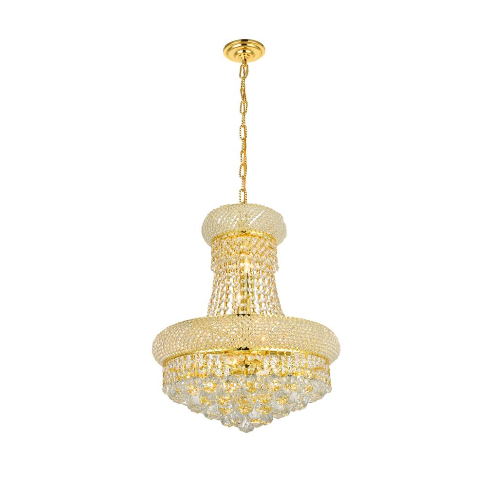 Primo 8 light Gold Pendant Clear Royal Cut Crystal. Picture 1