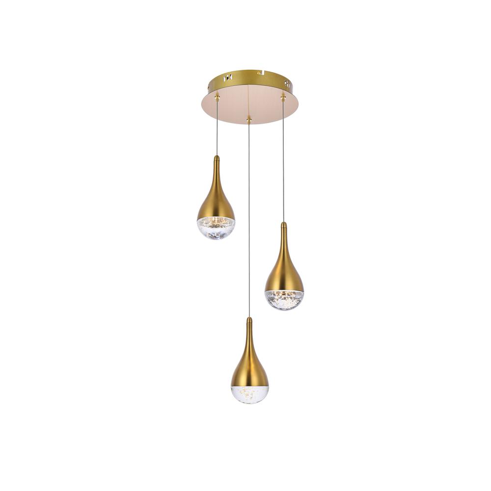 Amherst 10 inch LED pendant in satin gold. Picture 1