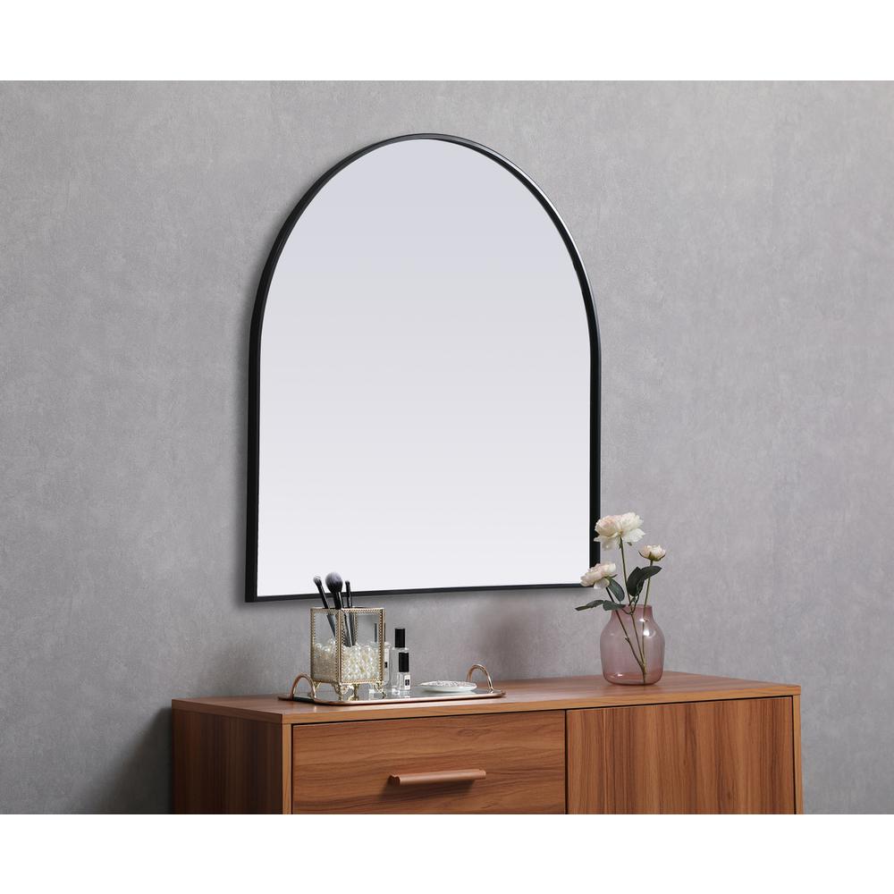 Metal Frame Arch Mirror 36x36 Inch in Black. Picture 4
