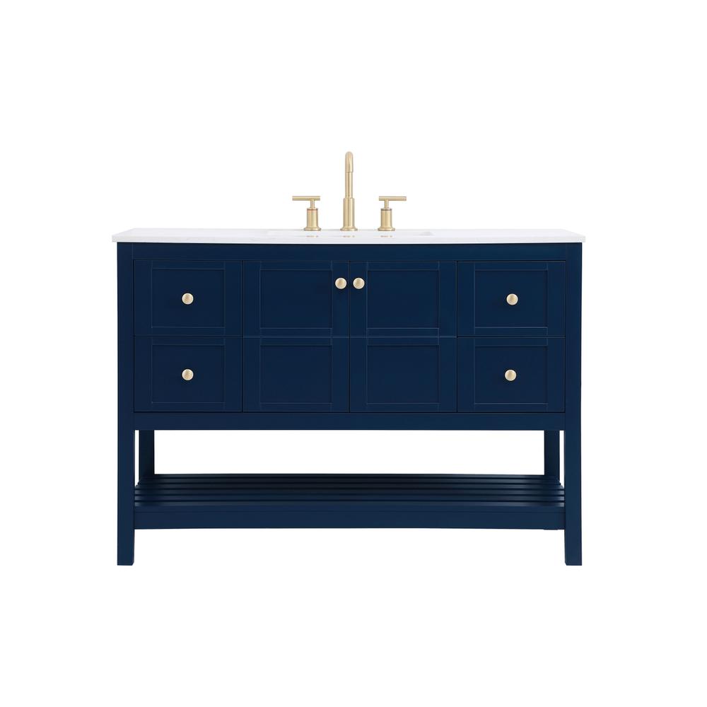 48 inch Single Bathroom Vanity in Blue. Picture 1