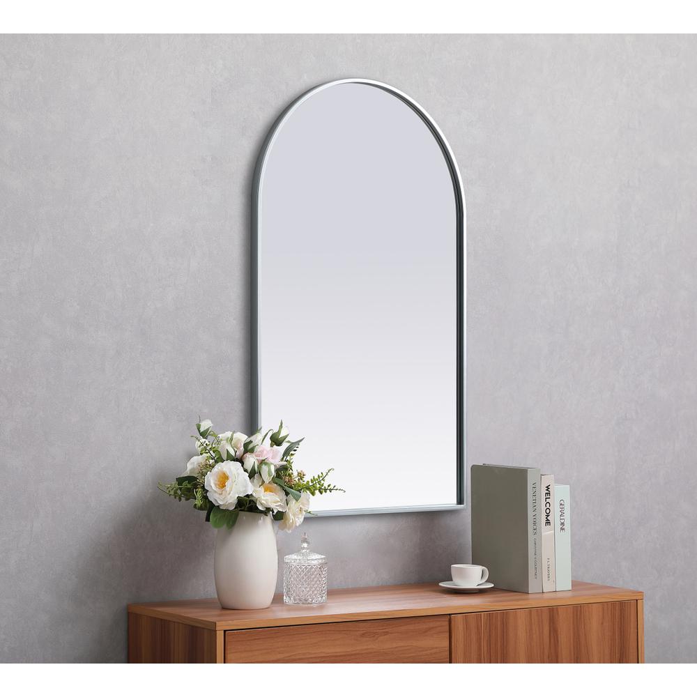 Metal Frame Arch Mirror 22x36 Inch in Silver. Picture 4