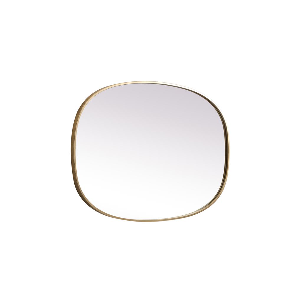 Metal Frame Oval Mirror 27x40 Inch in Brass. Picture 9
