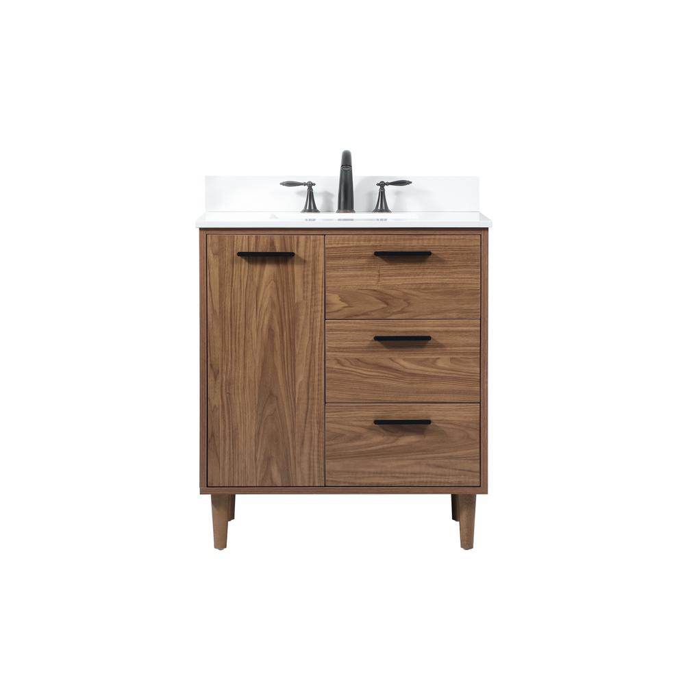 30 inch Single bathroom vanity in walnut brown with backsplash. Picture 1