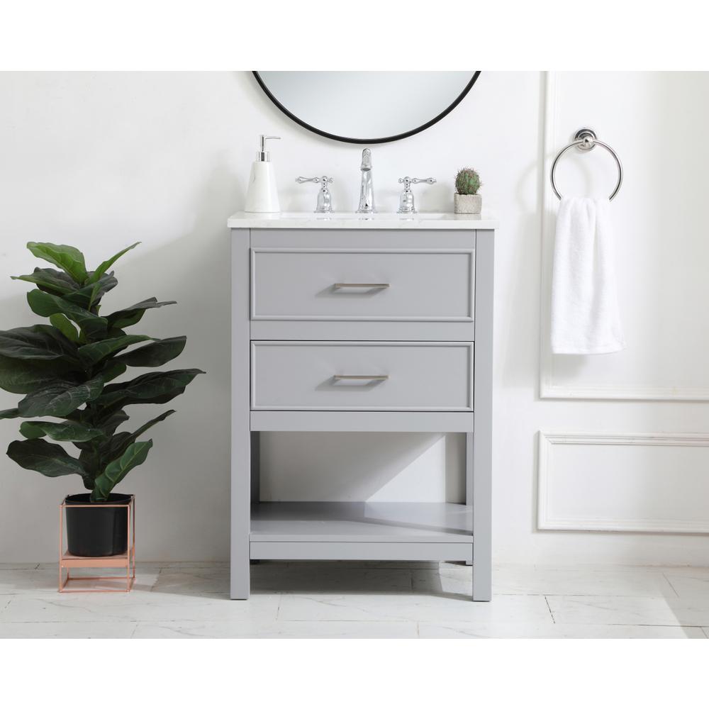 24 inch Single Bathroom Vanity in Grey. Picture 13