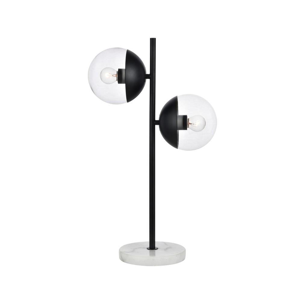 Eclipse 2 Lights Black Table Lamp With Clear Glass. Picture 1