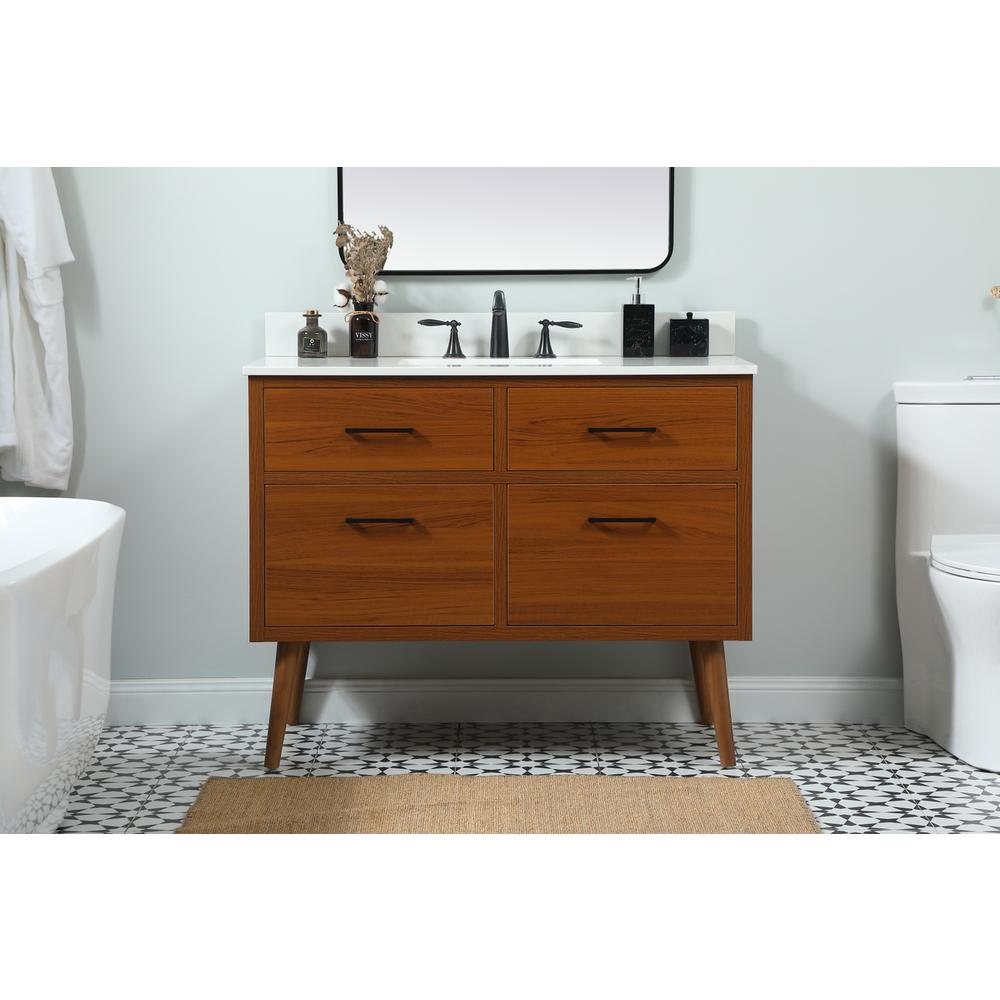 42 inch Single bathroom vanity in teak with backsplash. Picture 14