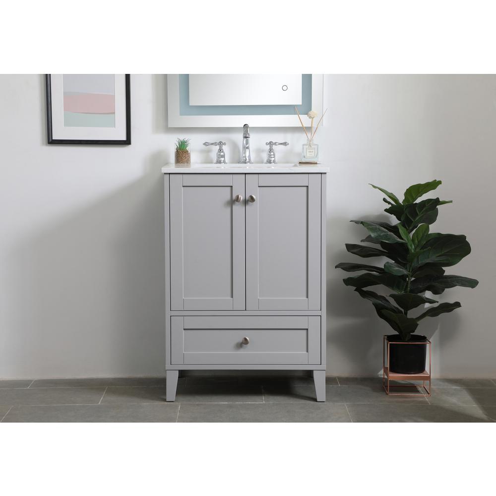24 inch Single Bathroom Vanity in Grey. Picture 14