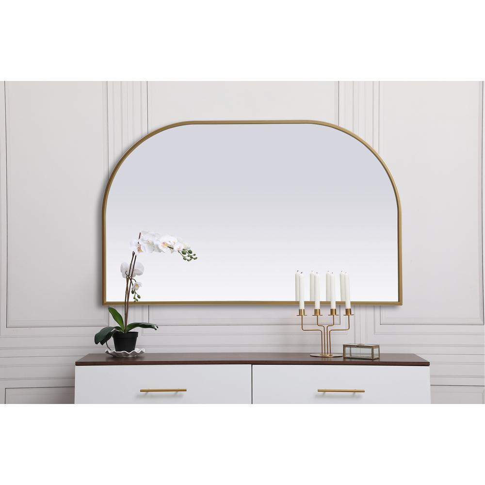 Metal Frame Arch Mirror 39x24 Inch in Brass. Picture 9