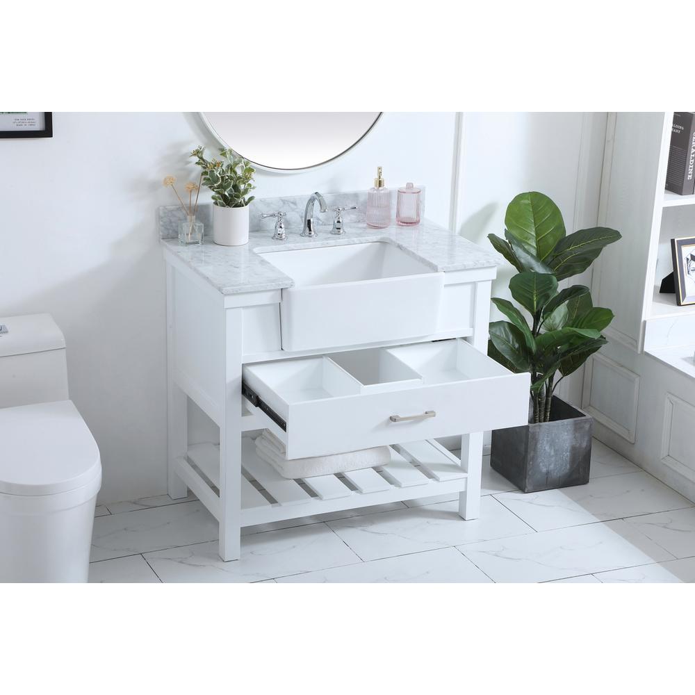 36 inch Single bathroom vanity in white with backsplash. Picture 3