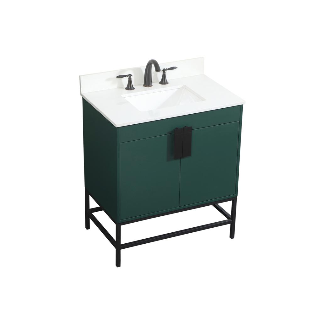 30 inch Single bathroom vanity in green with backsplash. Picture 8