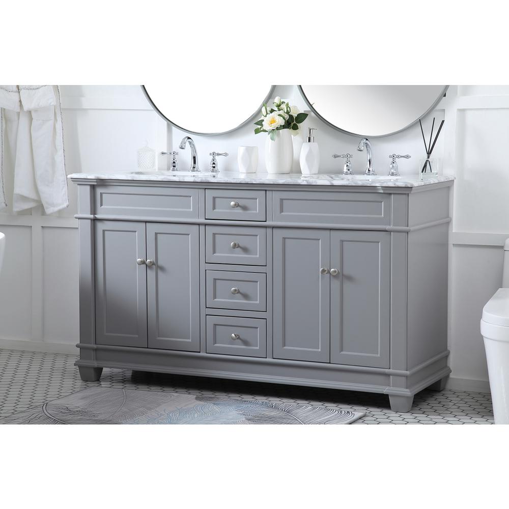 60 inch Double Bathroom Vanity set in Grey. Picture 2