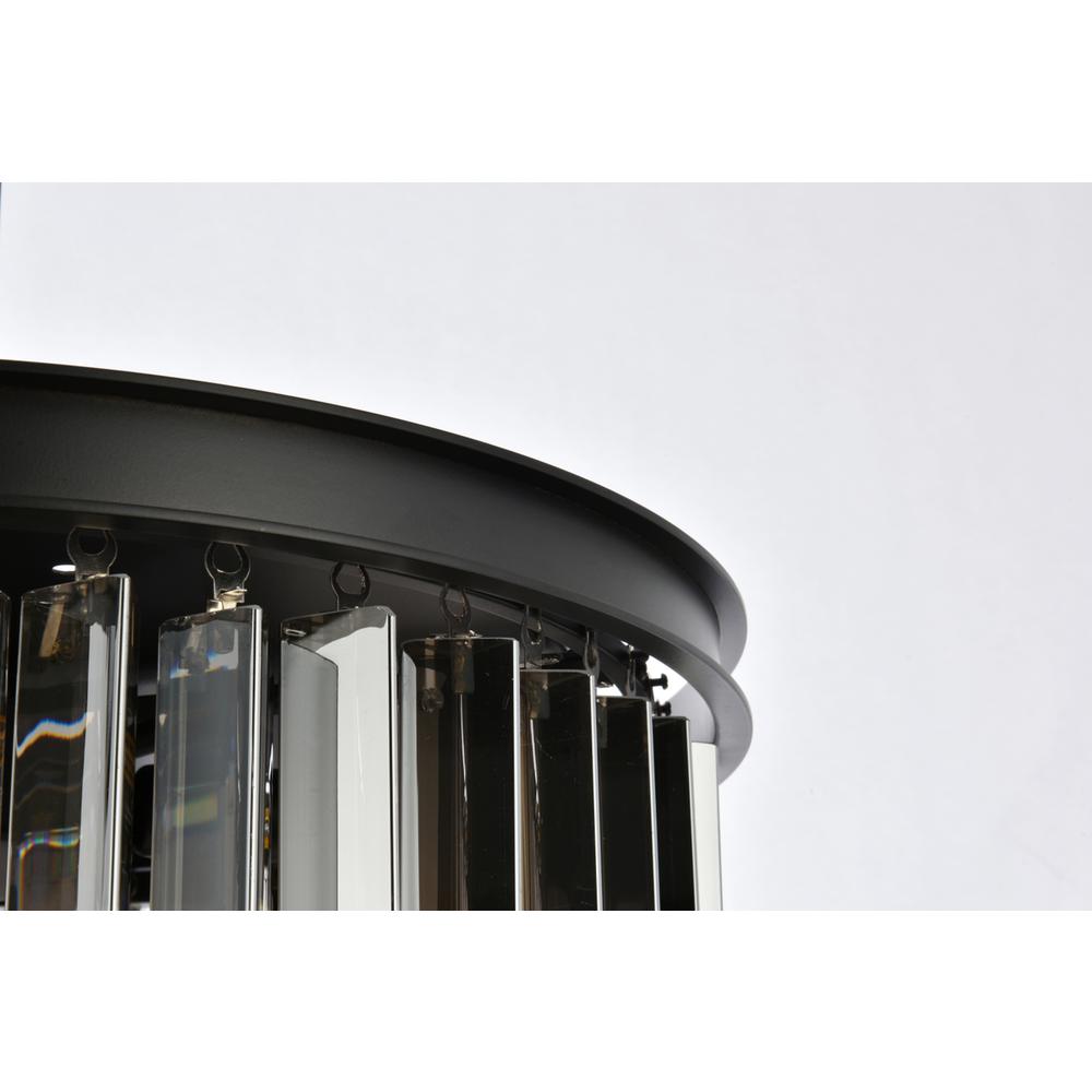 Sydney 6 light Matte Black Flush Mount Silver Shade (Grey) Royal Cut Crystal. Picture 5